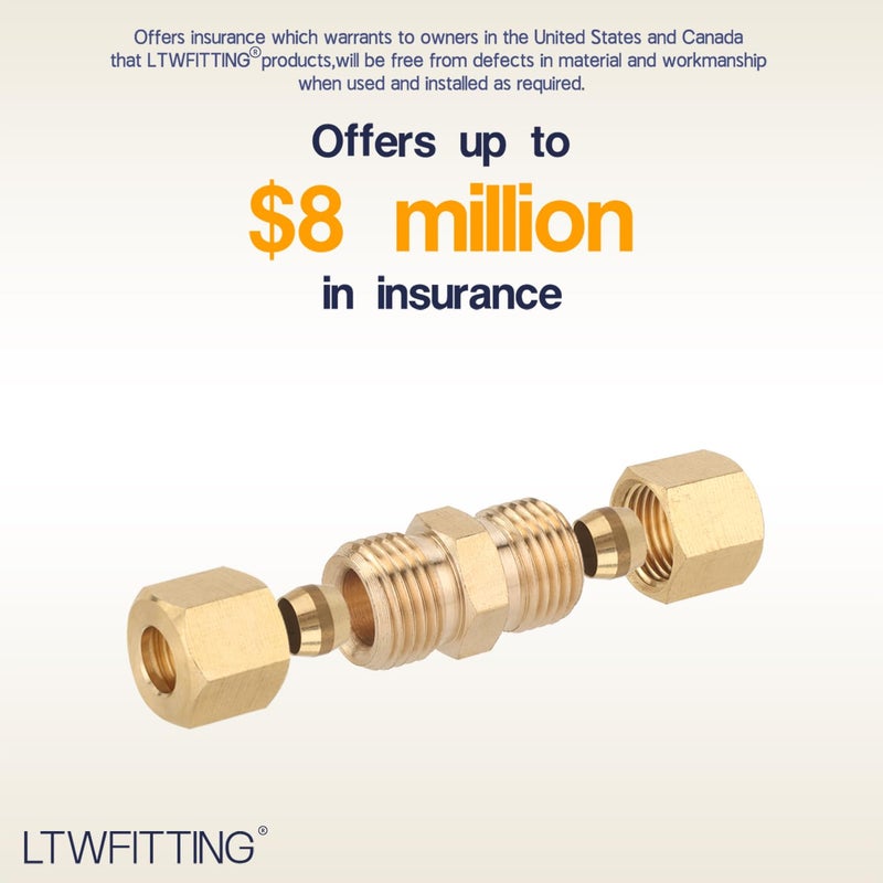 LTWFITTING 1/4-Inch OD Compression Union,Brass Compression Fitting(Pack of 10) - Image 4